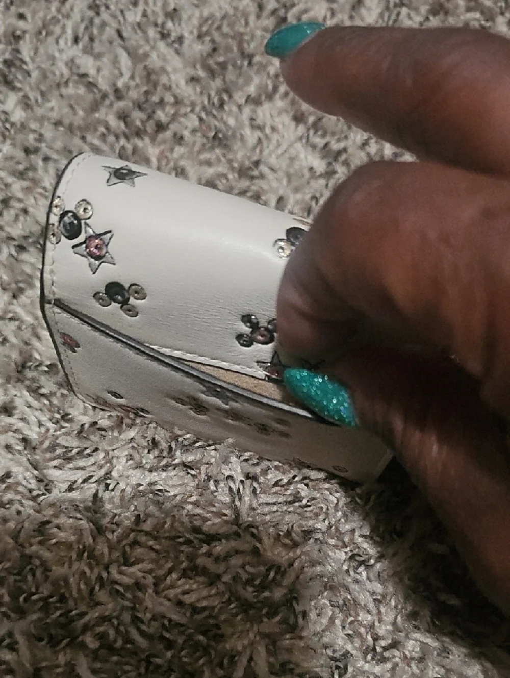 Coach White Floral Studded Mini Wallet - Picture 6 of 8
